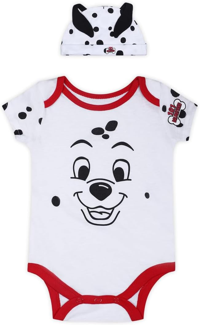 Disney 101 Dalmatians Boys’ Costume Bodysuit and Hat Set for Newborn and Infant – White