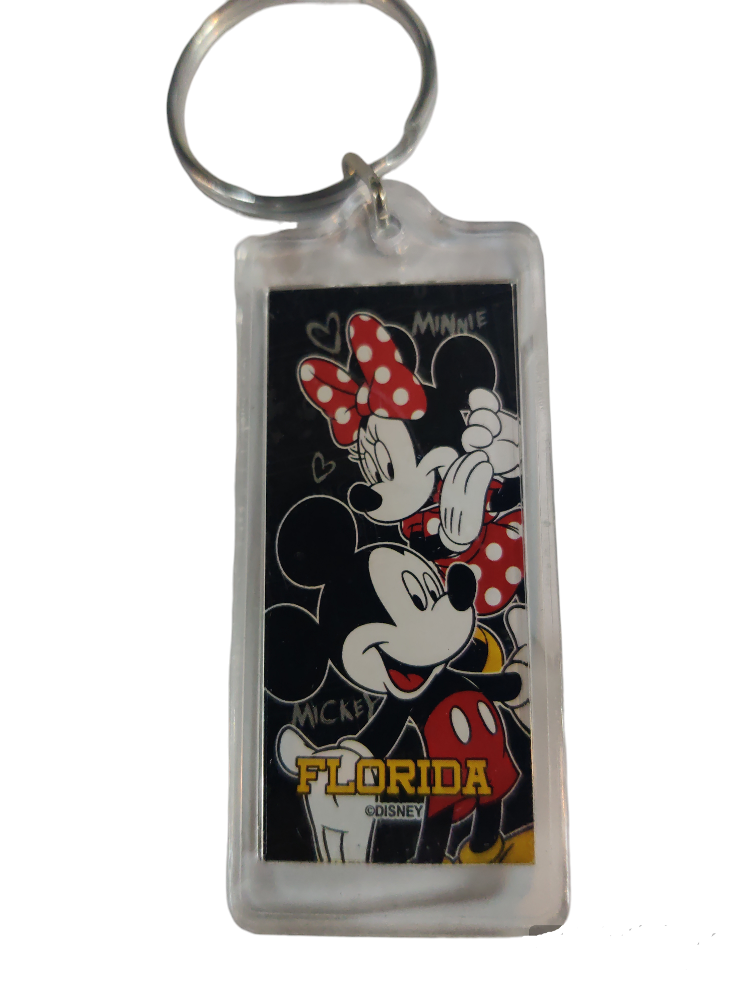 Florida Mickey and Minnie Mouse Souvenir Lucite Keychains