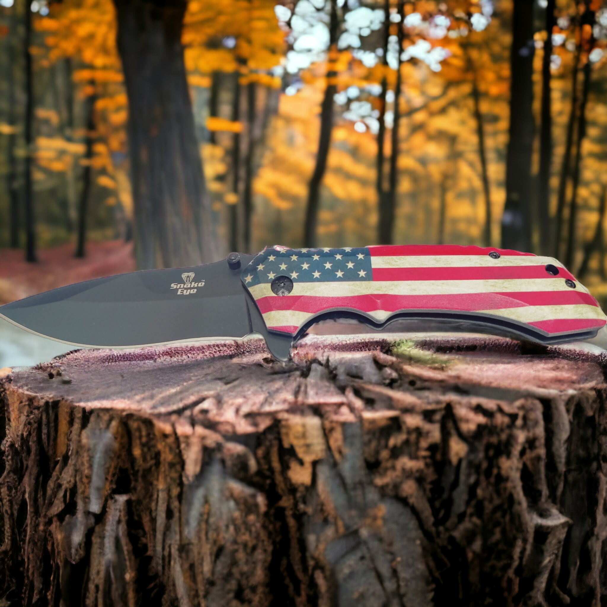 American Flag Snake Eye Tactical Spring assist Knife