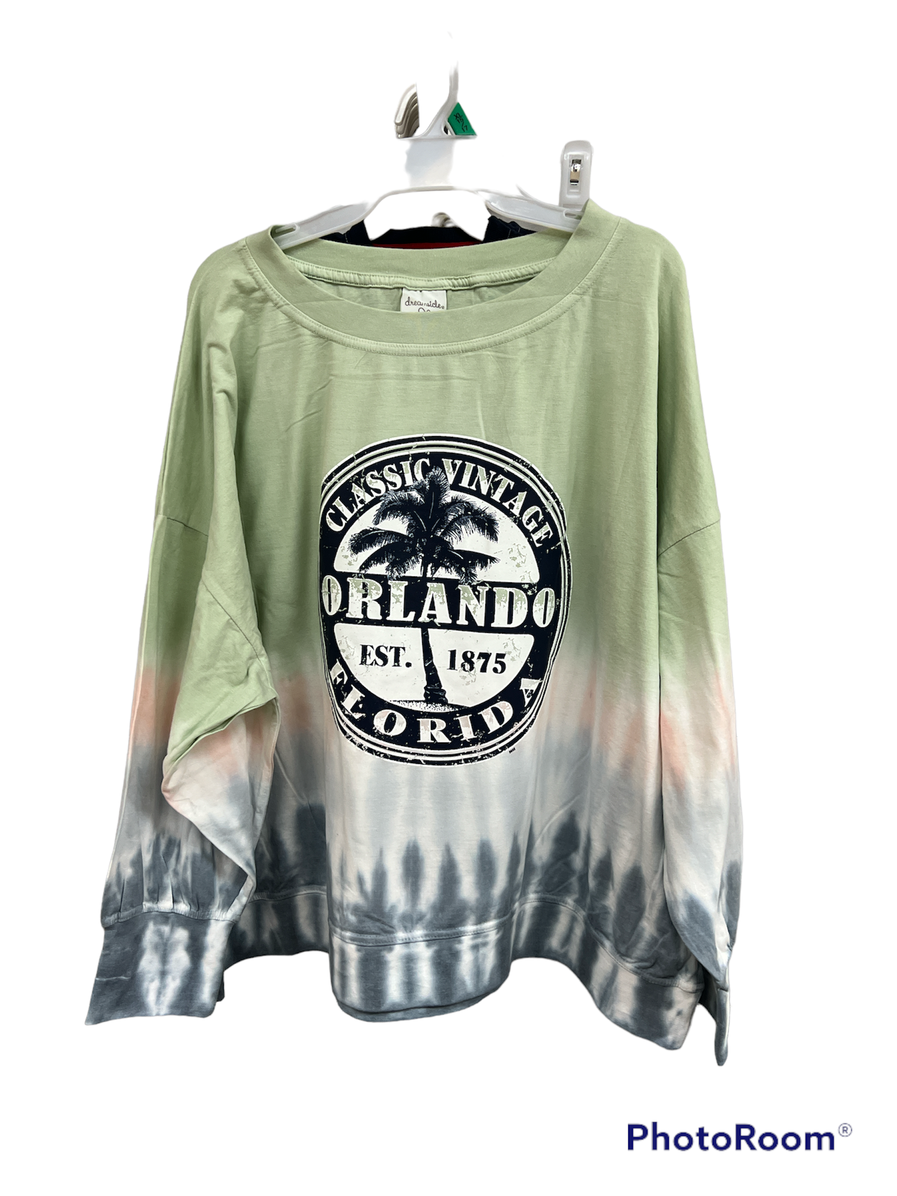 Adult Long Sleeve Orlando Tie Dye Classic Vintage Sage Green