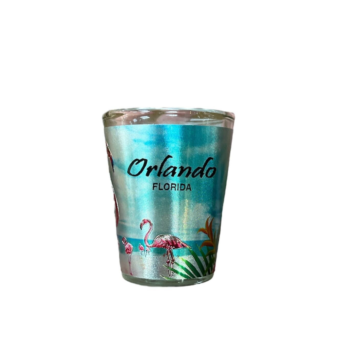 Orlando FL Flamingo Foil Shot Glass