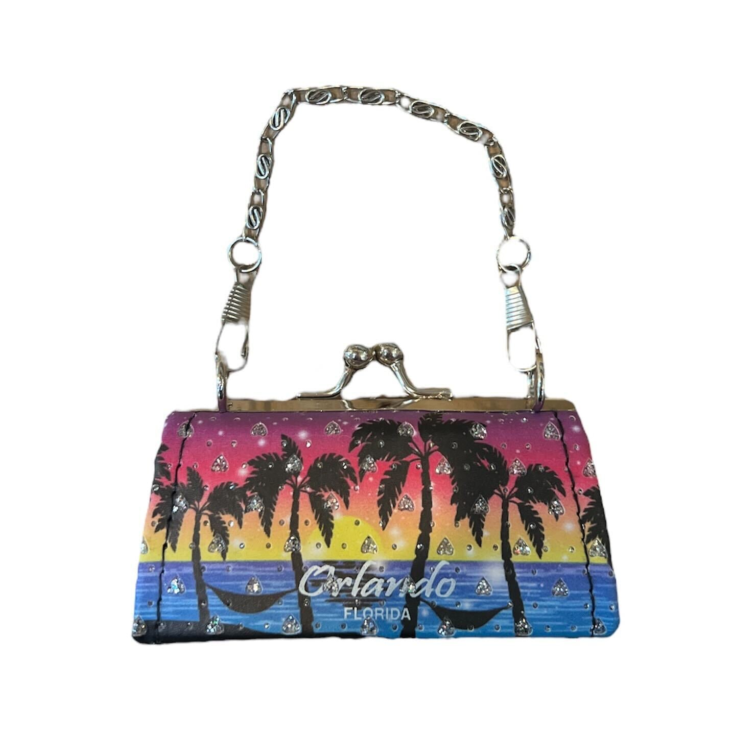 Orlando FL Kids Mini Clasp Purse Palm Trees Sunset