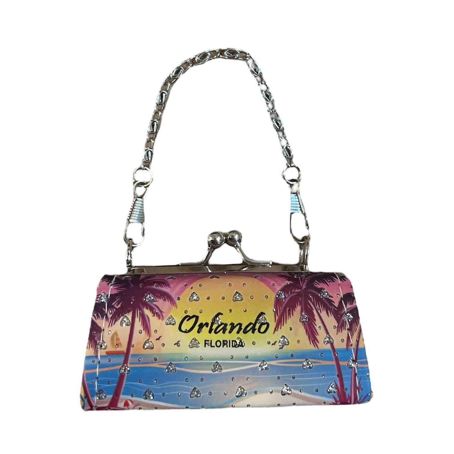 Orlando FL Kids Mini Clasp Purse Palm Tree Sunset