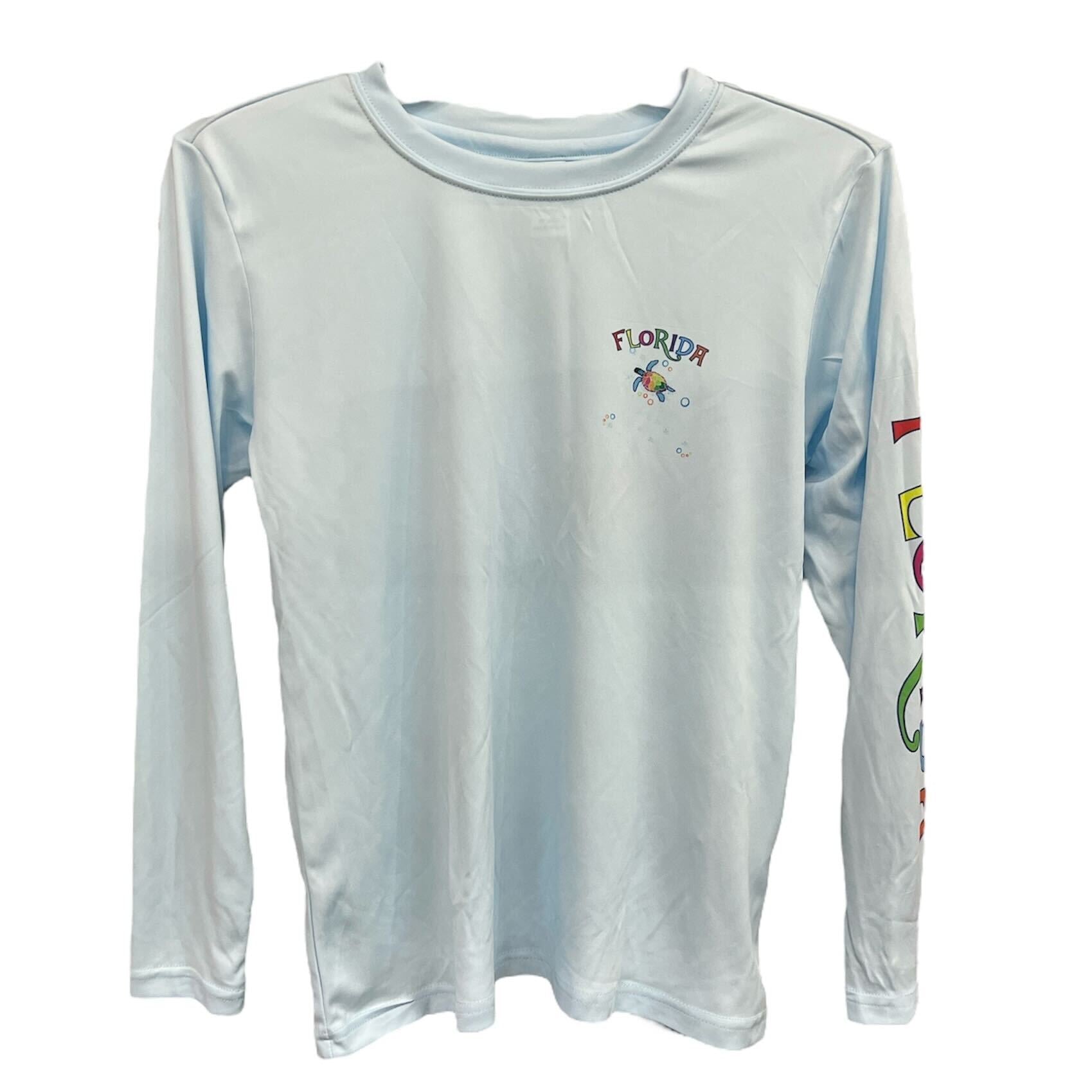 Youth Florida Turtles Light Blue Long Sleeve Microfiber Shirt