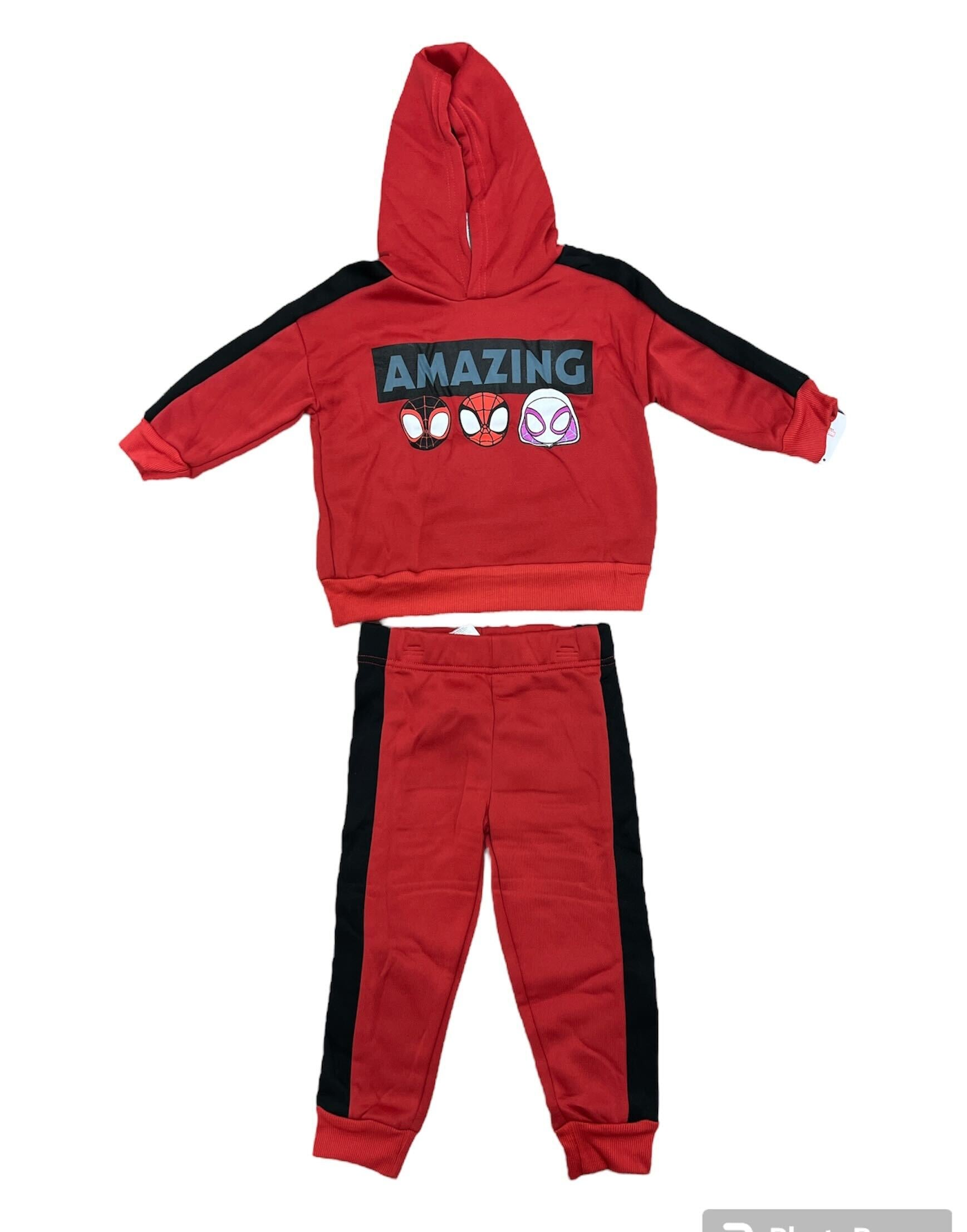 Toddlers Amazing Spiderman Hoodie and Pants Red Set