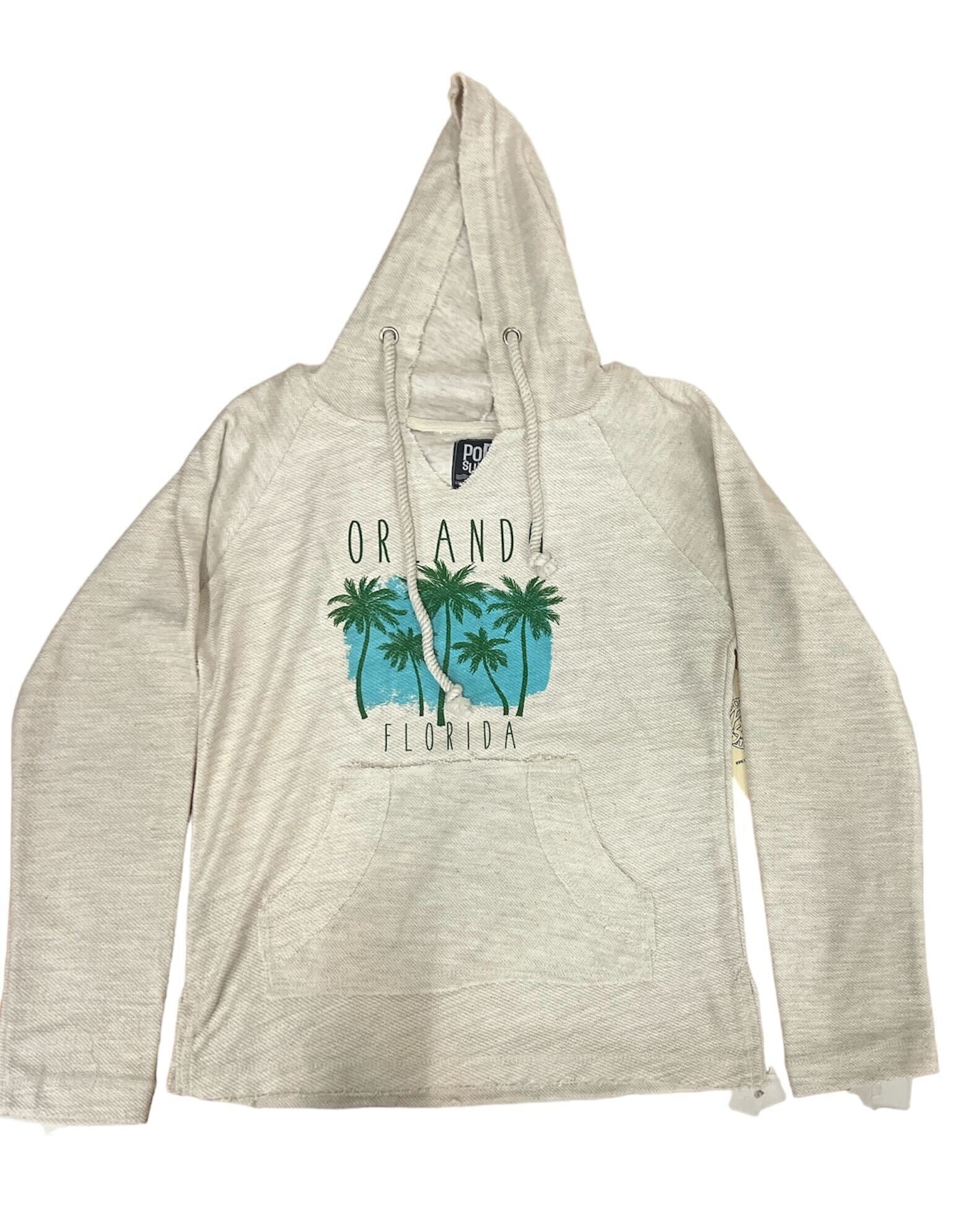 Adults Orlando Florida Palm Trees Reverse Terry V-Neck Hoodie