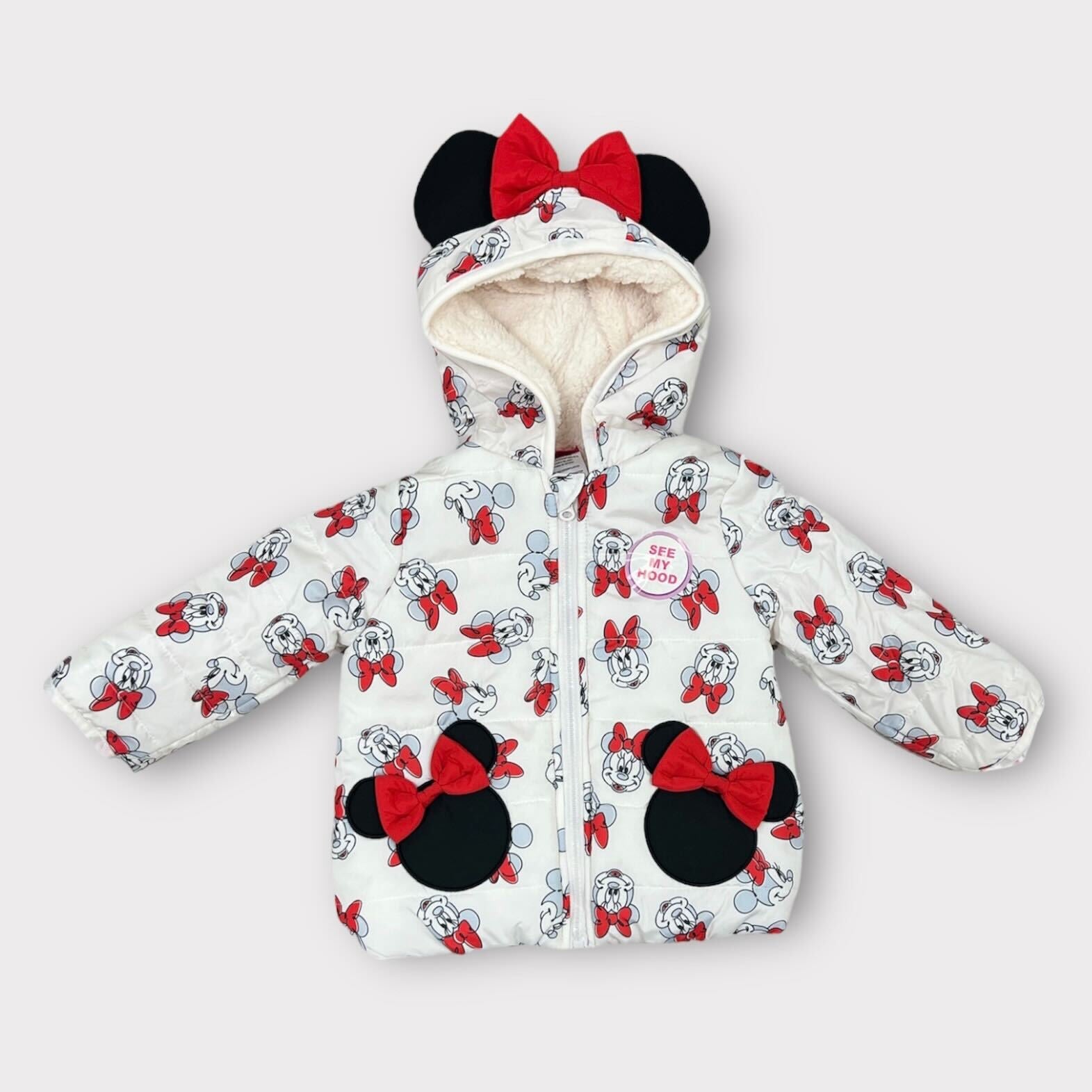 Toddlers Minnie Mouse Ears Bow Zipped Hoodie