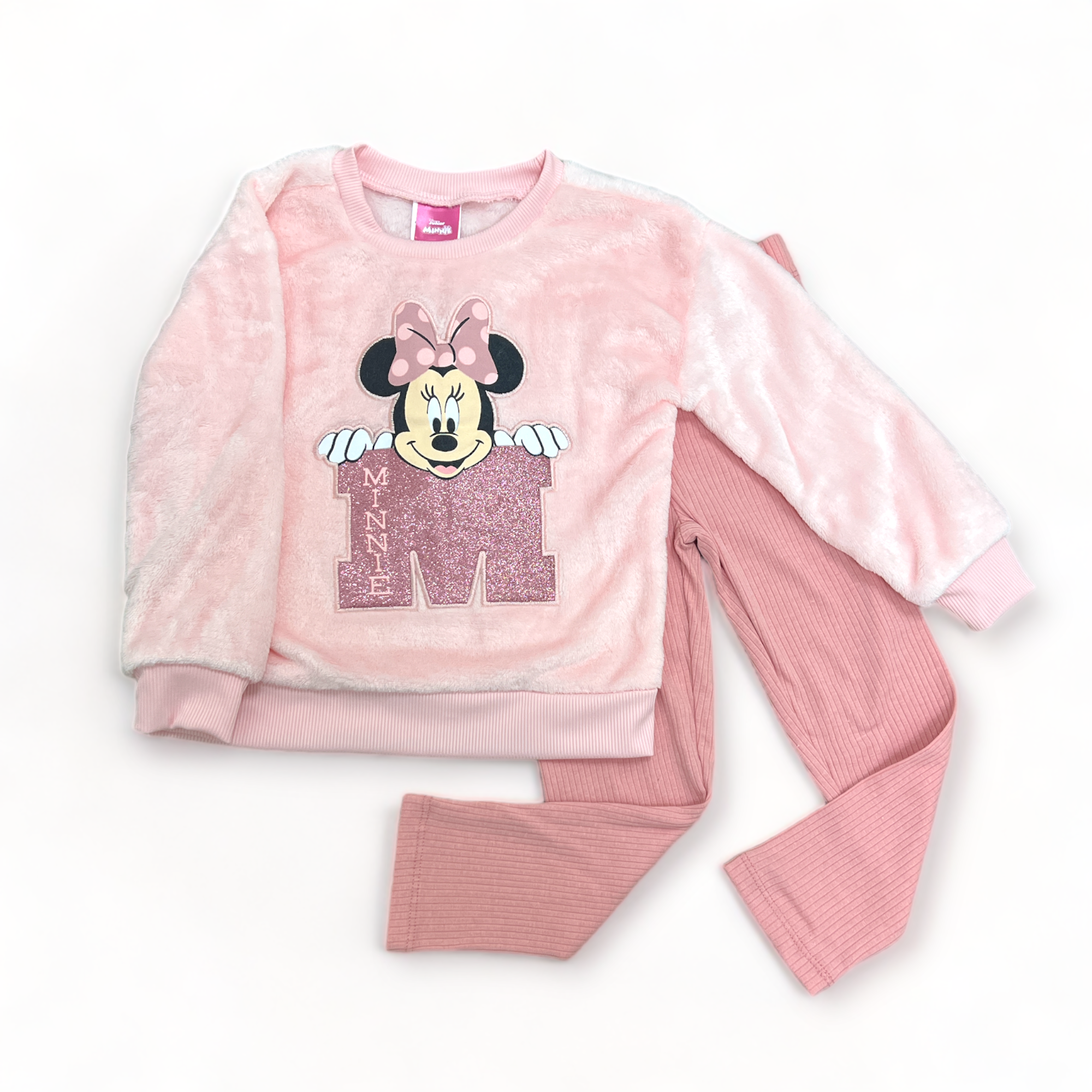 Kids 2 Pk Fauz Fur Minnie Mouse M Sweatshirt and Pants