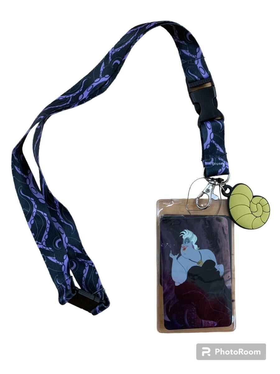 Disney Ursula Lanyard W/ Conch Shell Charm and Card Holder