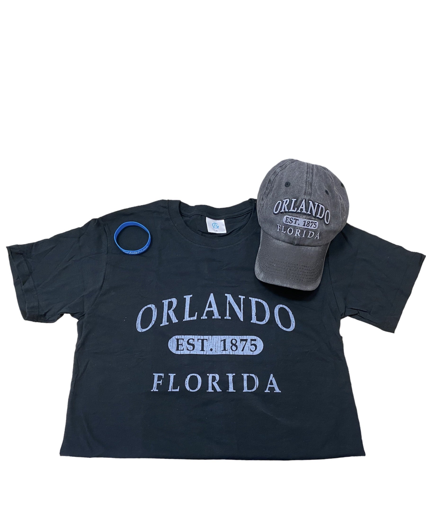 Orlando Florida Black Shirt With Black Cap Set