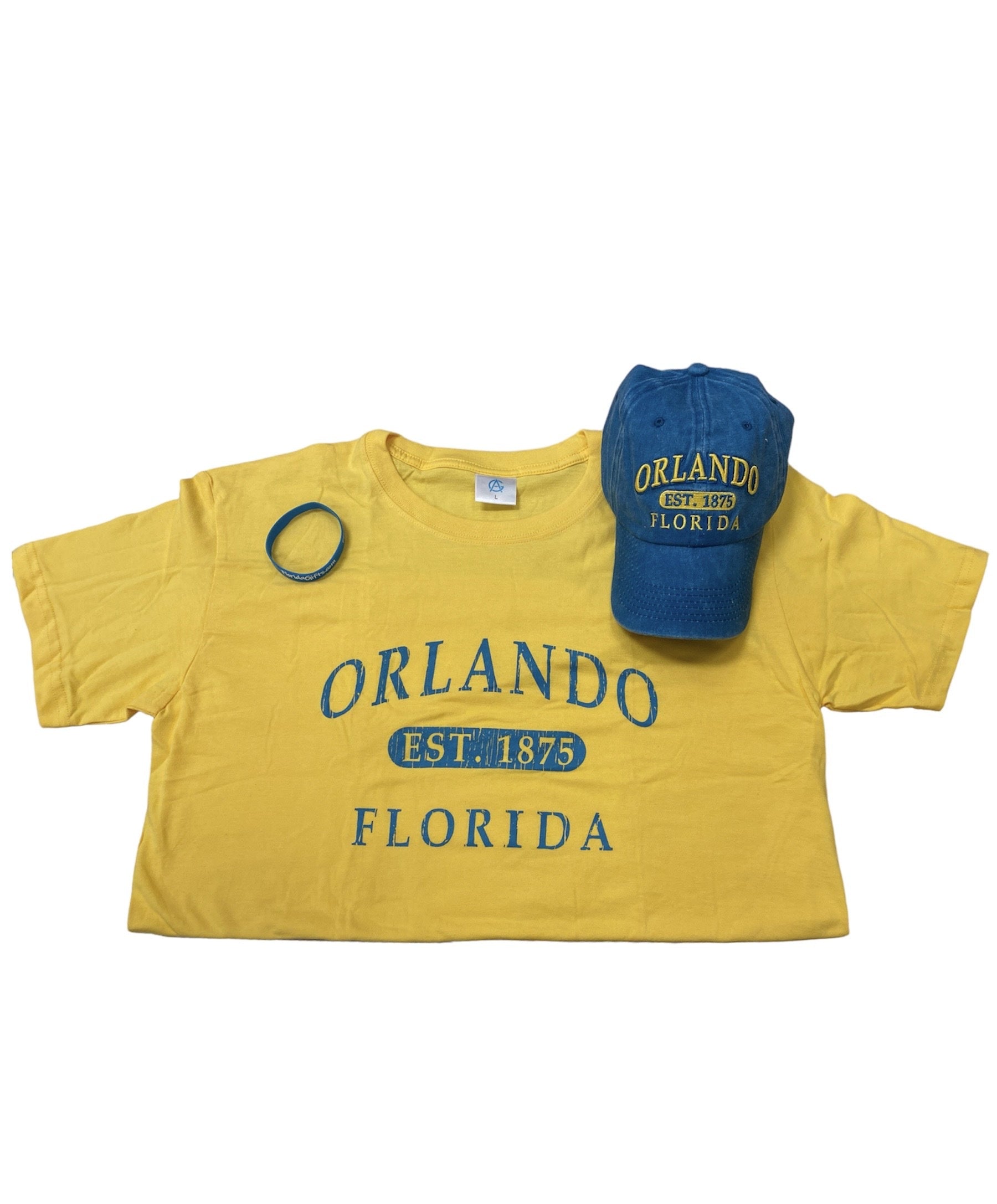 Orlando Florida Yellow Shirt With Blue Cap Set