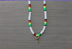 Rasta Clam Shell Shark Tooth Necklace