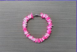 Neon Pink & White Chip Shell Bracelet