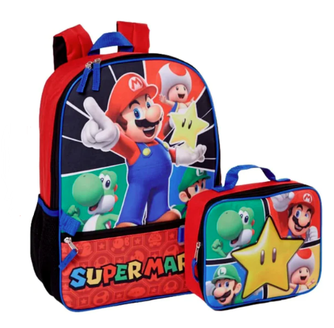 Nintendo Super Mario Backpack 16" & Insulated Lunch Bag