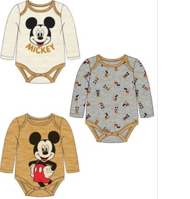 3pk Disney Mickey Mouse Posing Newborn Onesie