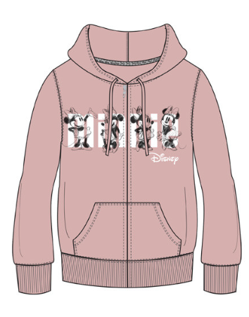Minnie Mouse Adult Dusty Rose Zipped Hoodie