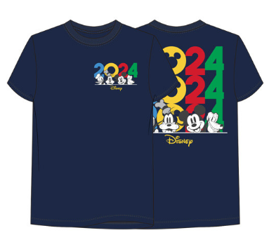 Adult 2024 Disney Mickey, Pluto, Donald, Goofy Navy Shirt