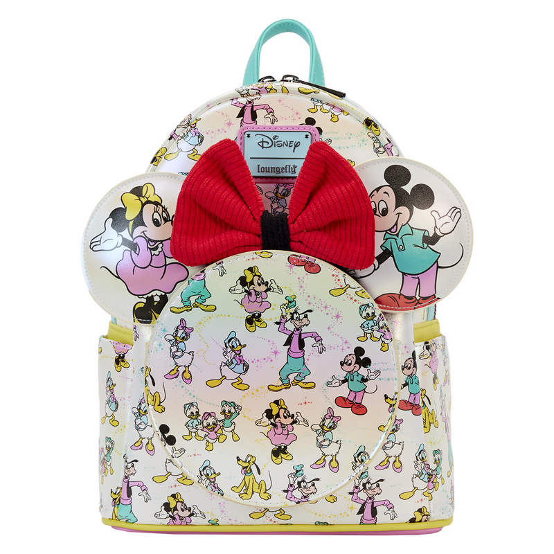 Disney100 Mickey & Friends Classic All-Over Print Iridescent Mini Backpack With Ear Headband