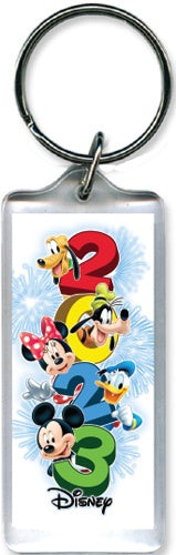 2023 Disney Florida Souvenir Keychain with Mickey and Friends, Sky-high Lucite Key Ring”