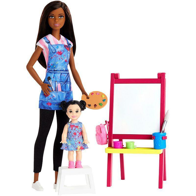 Barbie Art Teacher Playset with Brunette Doll Easel and Accessories