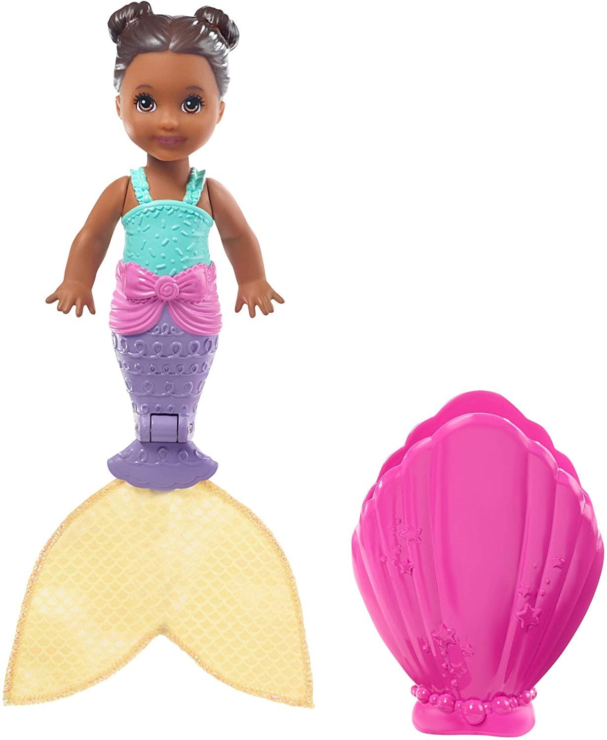 Barbie Dreamtopia Blind Pack Surprise Mermaid Dolls  [Styles May Vary], 4-inch, in Seashell, with Surprise Look, Gift for 3 to 7 Year Olds