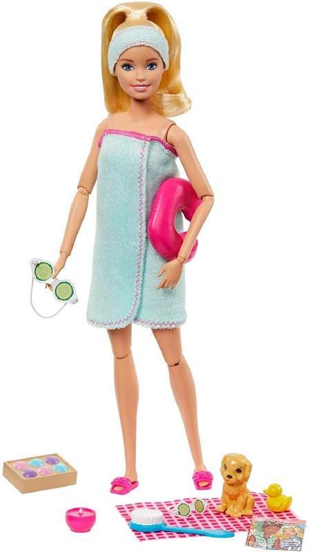 Barbie® Spa Doll, Blonde, with Puppy and 9 Accessories
