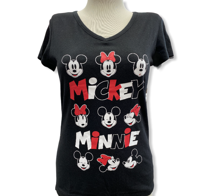 Black Mickey and Minnie Faces Women's Top