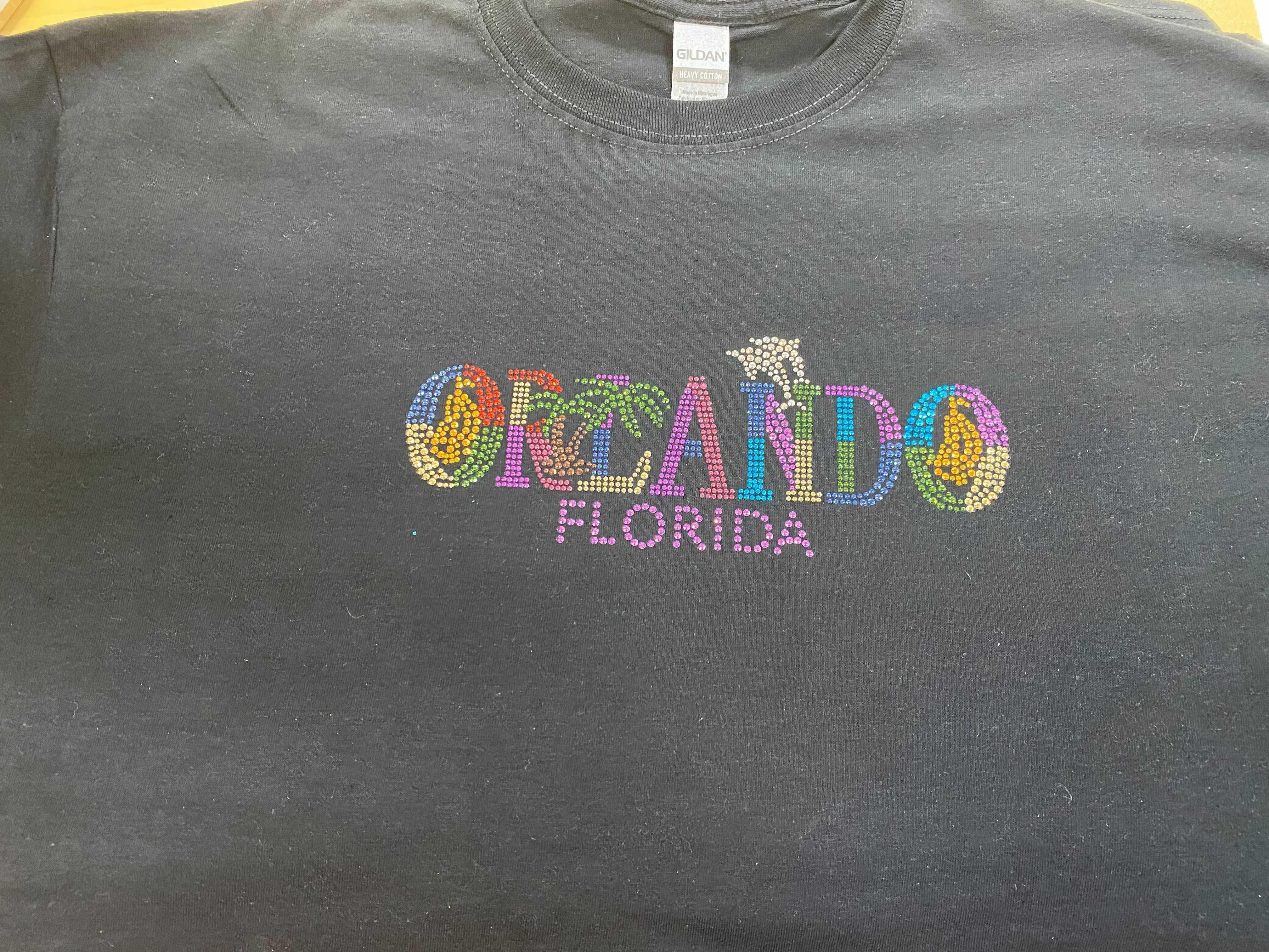 Black Orlando Florida Rainbow T-shirt w/Stone