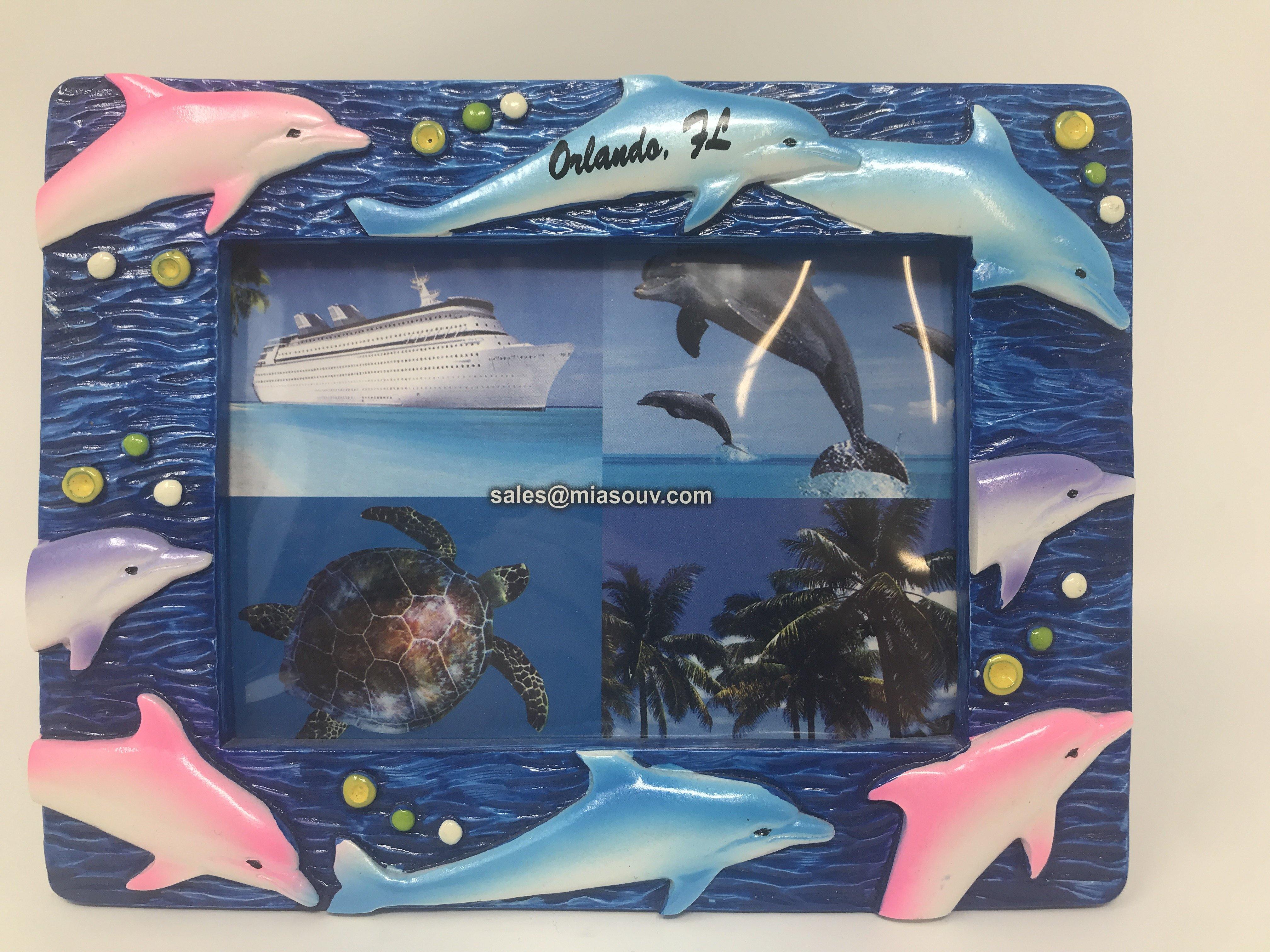 Blue & Pink Dolphins Photo Frame 4"X6"