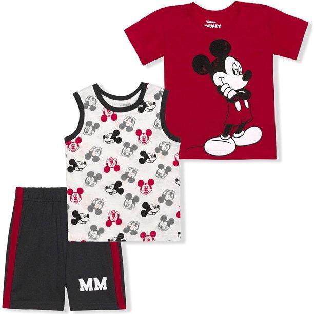 Boy's 3-Pack Mickey Mouse Tee, Sleeveless Shirt Short Set