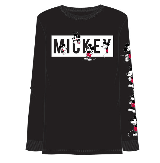 Boys Many Mickeys Long Sleeve Black Tee