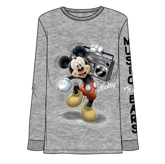 Boys Mickey Music Long Sleeve Gray Tee