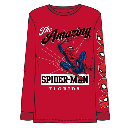 Boys The Amazing Spider-Man Florida Long Sleeve Red Tee