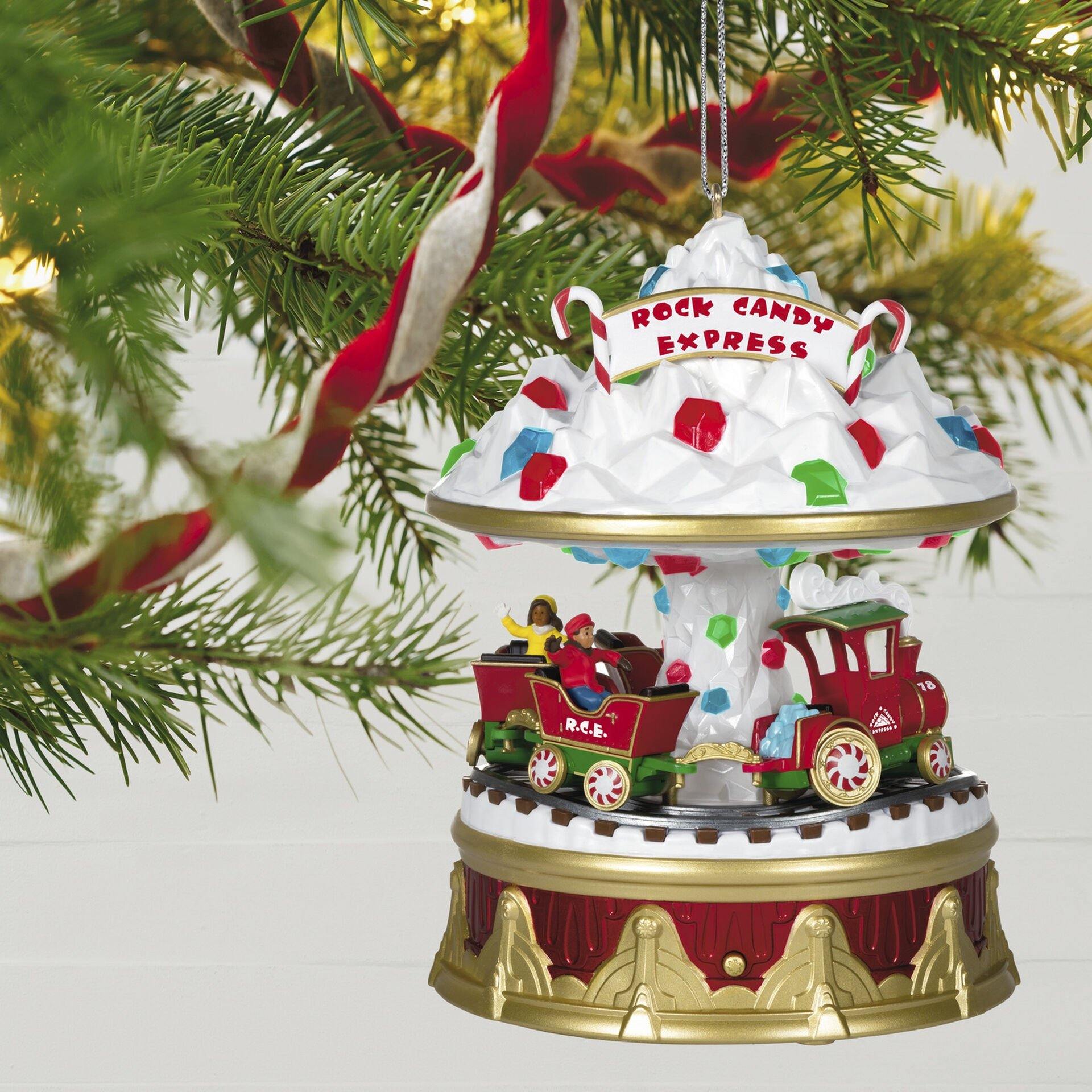 Christmas Carnival Rock Candy Express Musical Ornament With Light and Motion