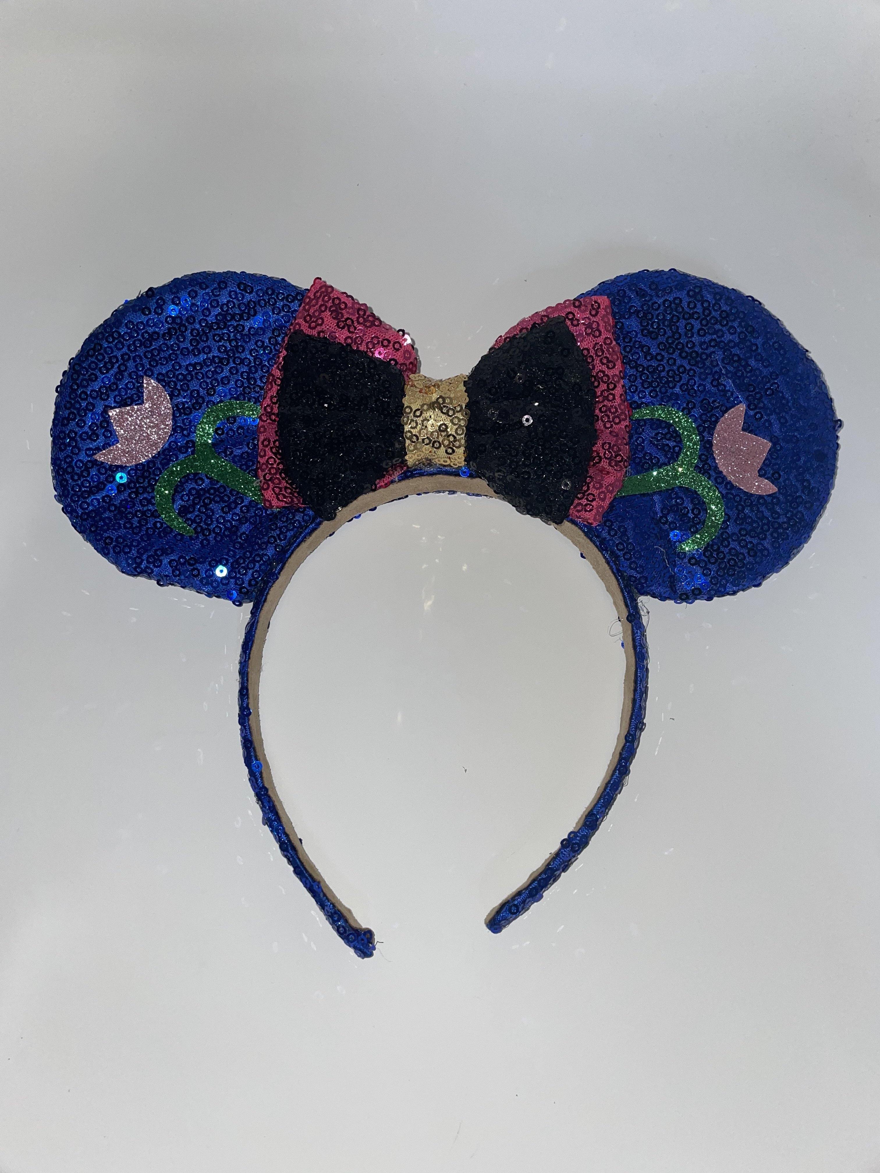 Dark Blue Ears Pink and Black Bow
