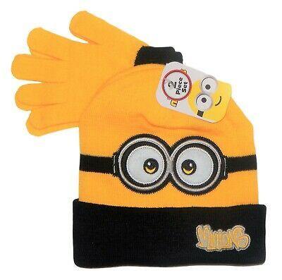 Despicable Me Minions Knit Cuffed Beanie Winter Hat & Gloves Set