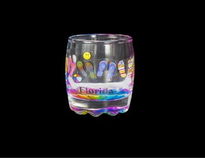 Bubble Shot Glass - Flip Flop Design. Multi Color Bottom