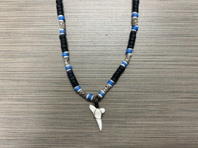 Genuine Shark Tooth Fashion Necklace  Bone and Wood Beads