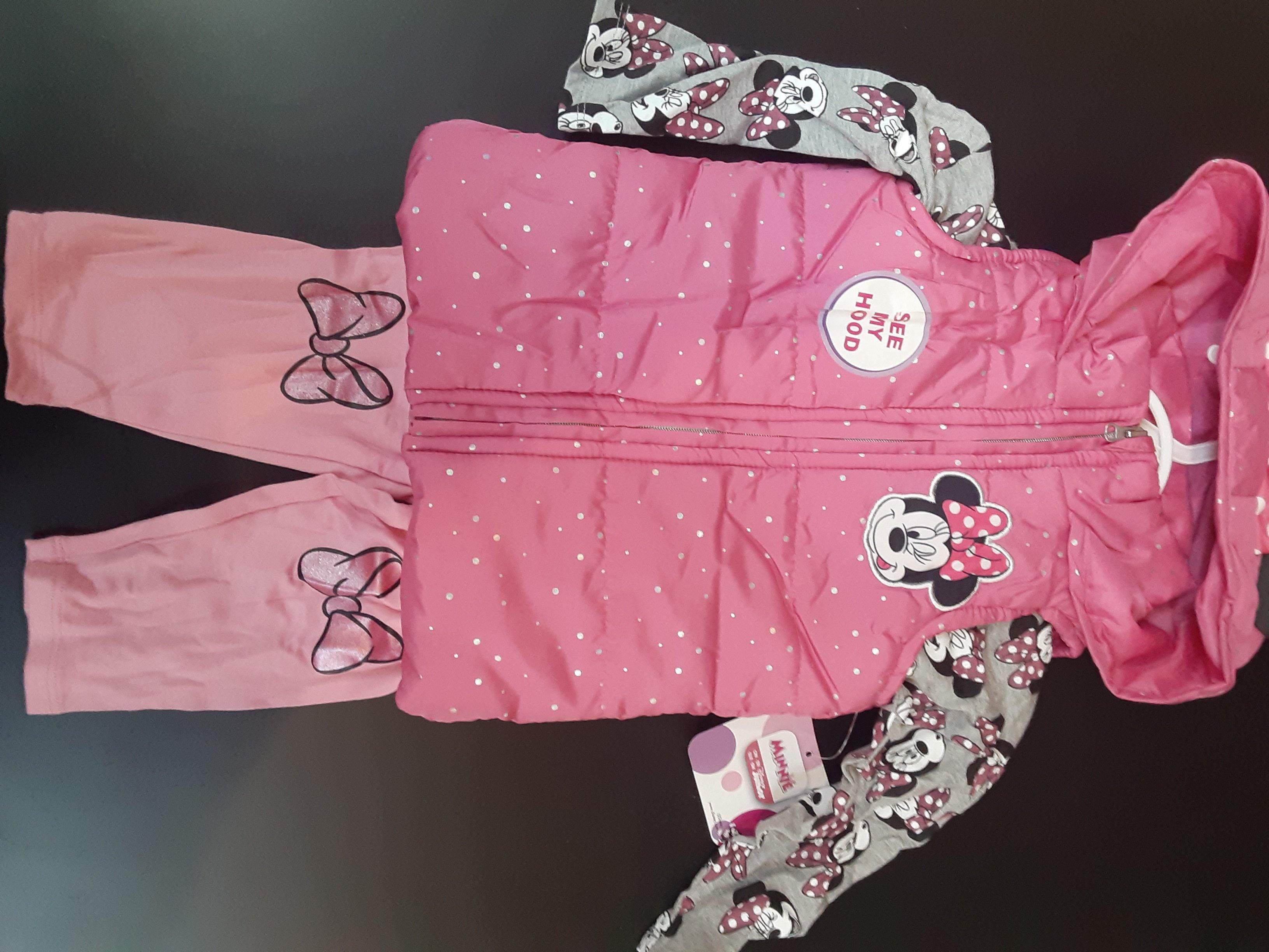 Disney 3-Piece Minnie Mouse Clothes for Girls and Toddlers, Shirt, Vest, and Pants