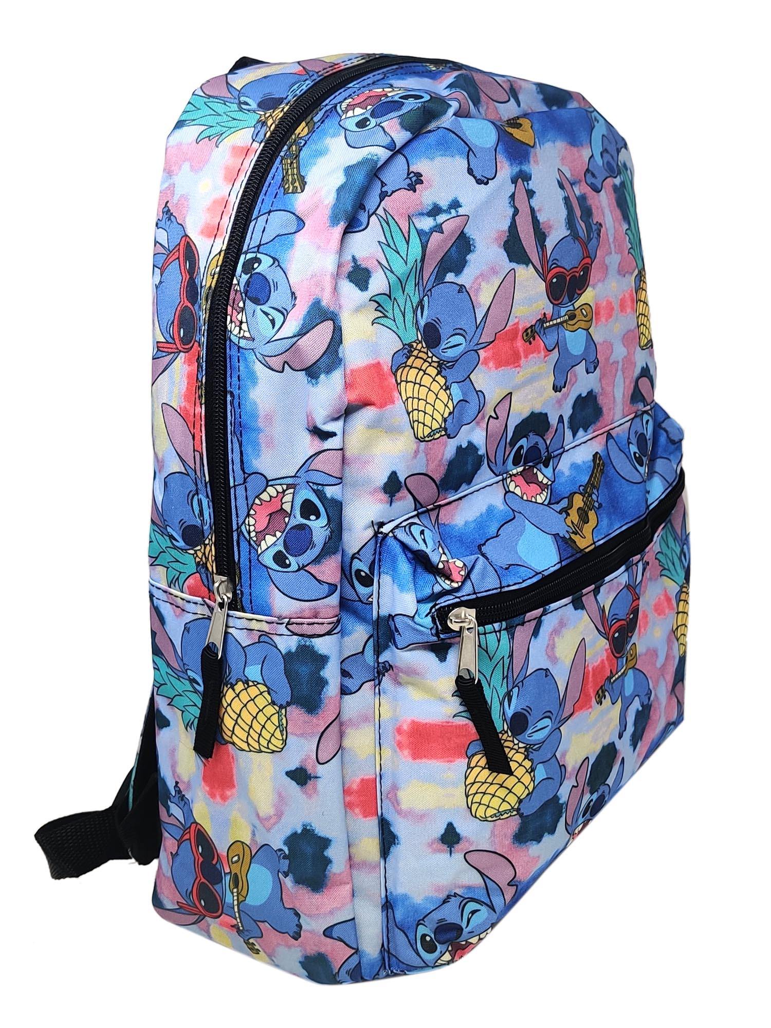 Disney Lilo & Stitch Backpack 16" All-Over Print Ukulele with Front Pocket