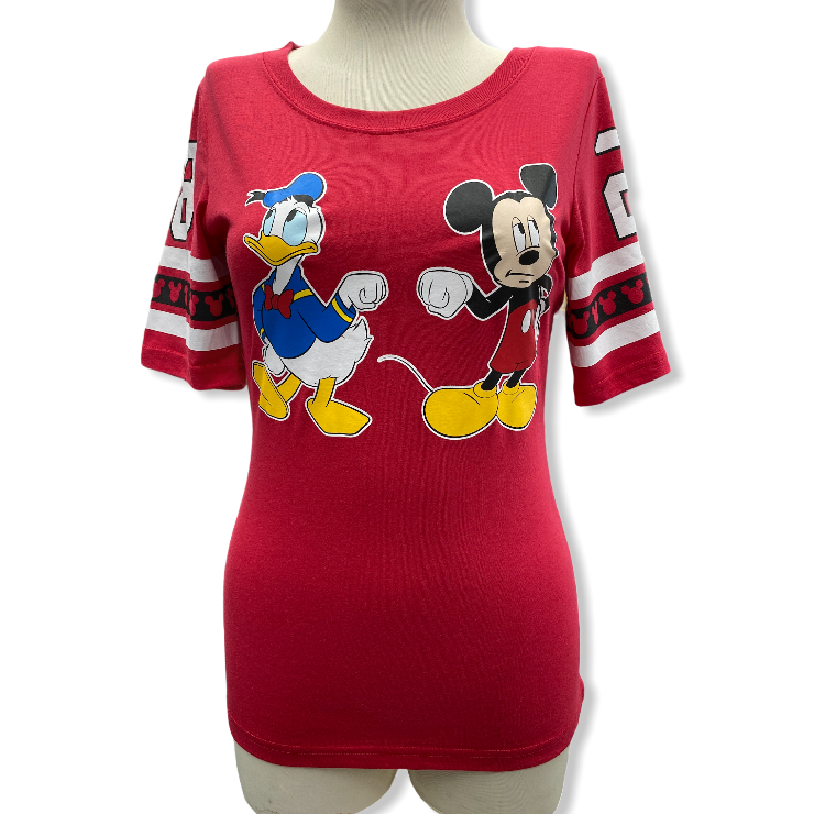 Disney Mickey and Donald Red Football Style Junior Shirt