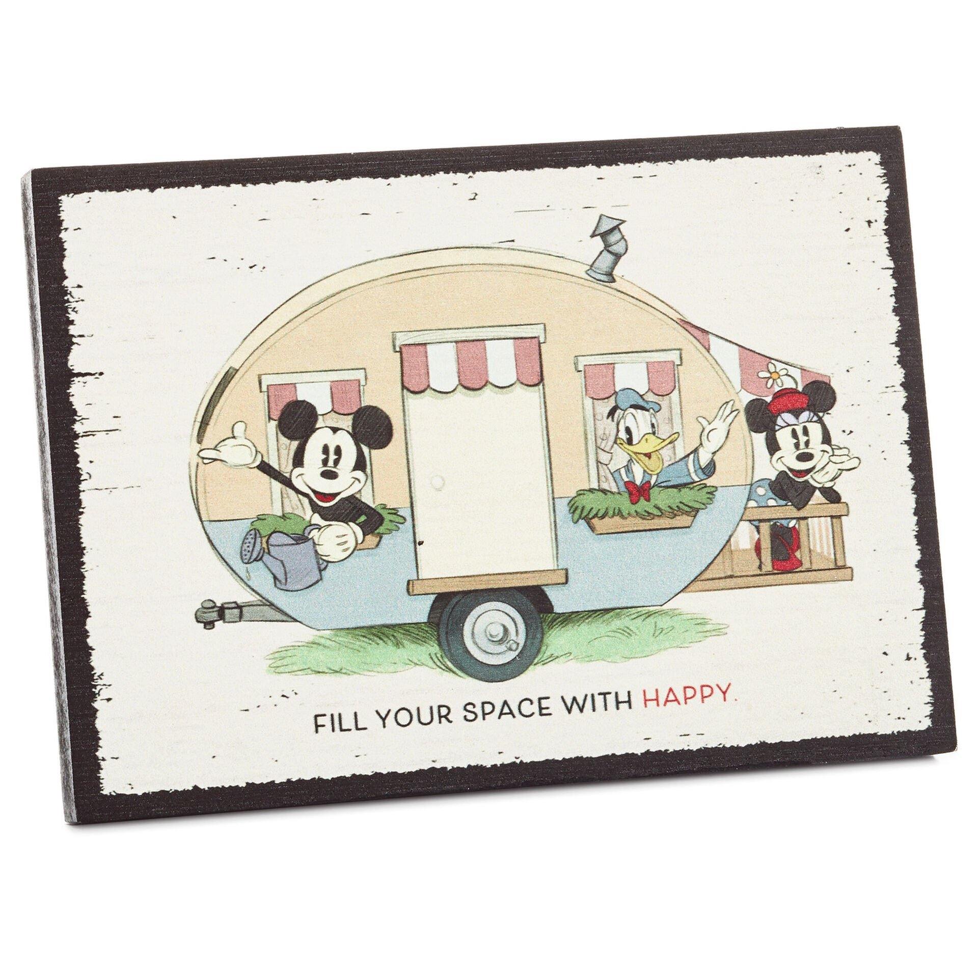 Disney Mickey Mouse and Friends Happy Wood Quote Sign, 5.5x3.8