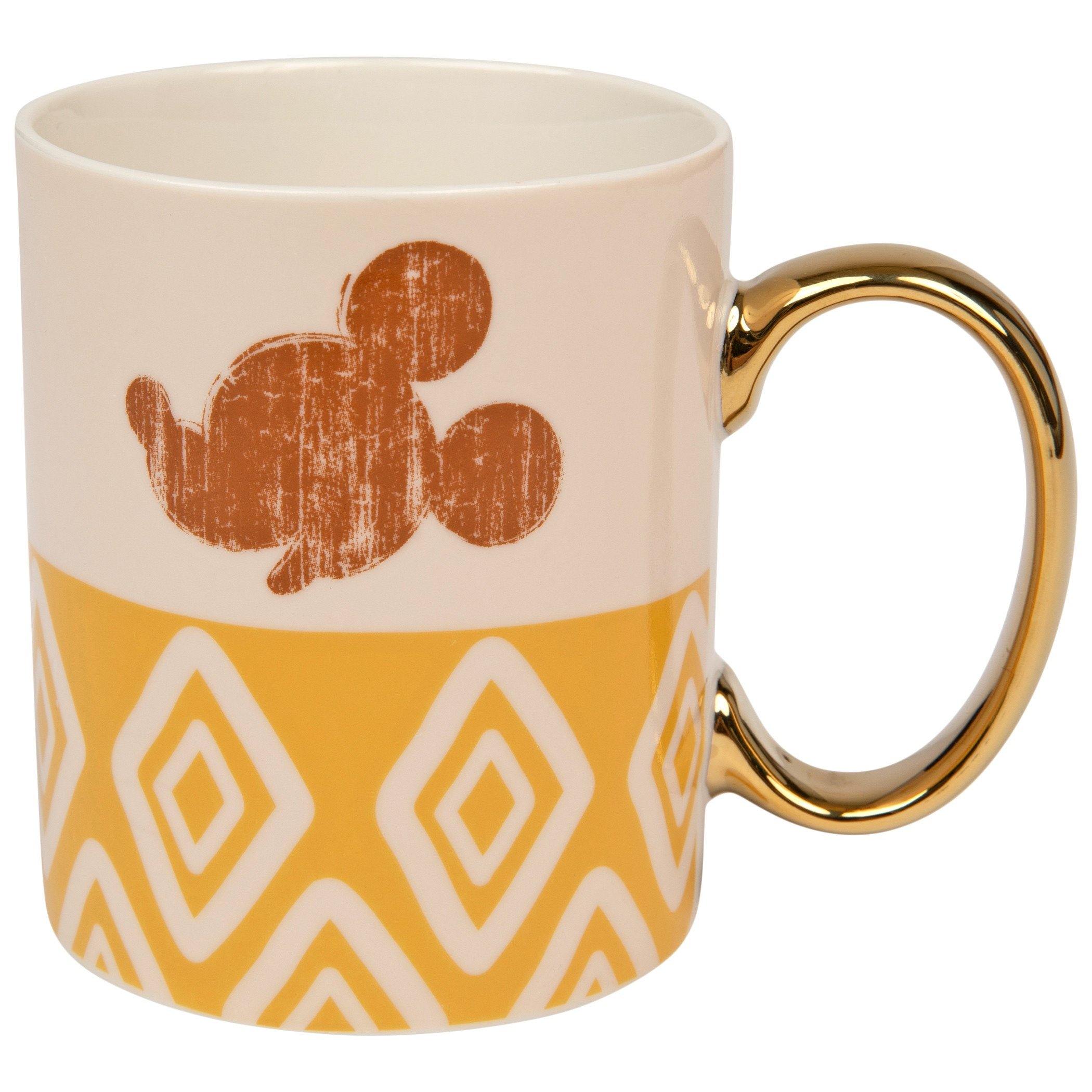Disney Mickey Mouse Pattern With Gold Handle 11 oz Ceramic Mug