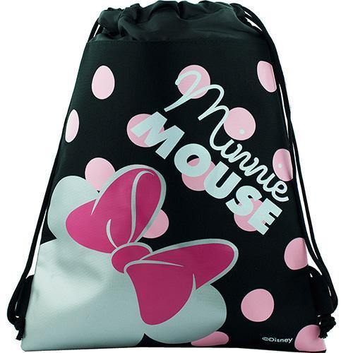 Disney Minnie Mouse Pink Bow Black Drawstring Bag