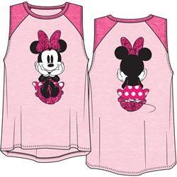 Disney Minnie Mouse Shirt, Youth Girl's Pastel Pink Raglan Front Back Tank Top