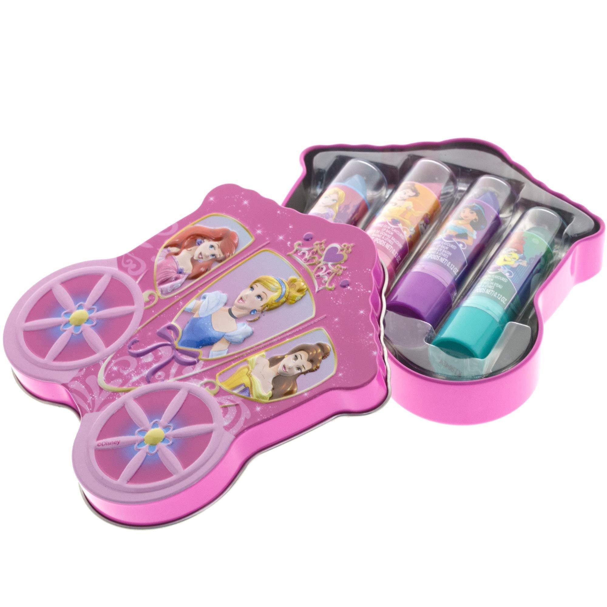 DISNEY PRINCESS 4PK LIP GLOSS WITH SHAPED TIN