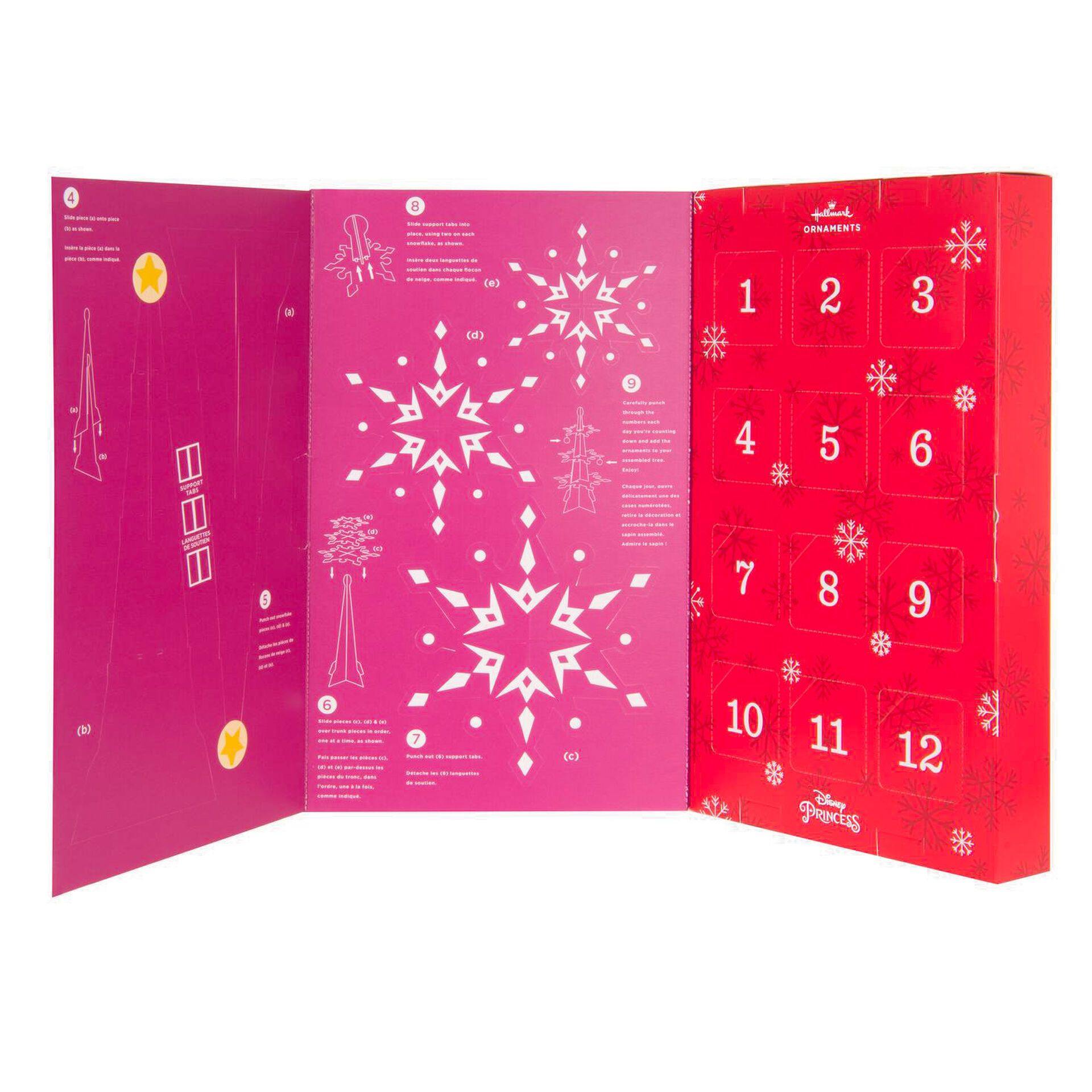 Disney Princess Countdown Calendar Miniature Christmas Tree Set Hallmark Ornaments