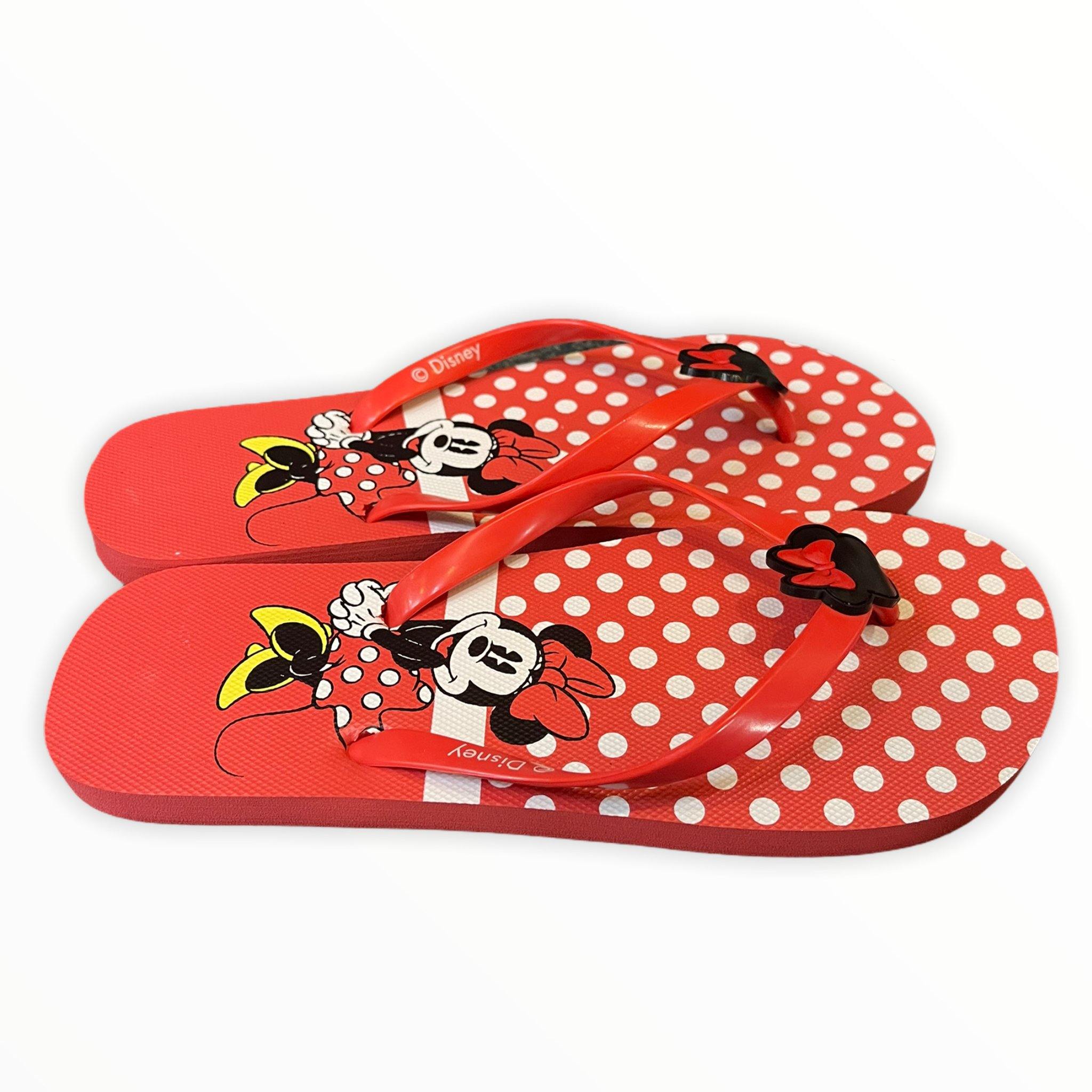 Disney Red Minnie Mouse Polka Dot Ladies Flip Flops