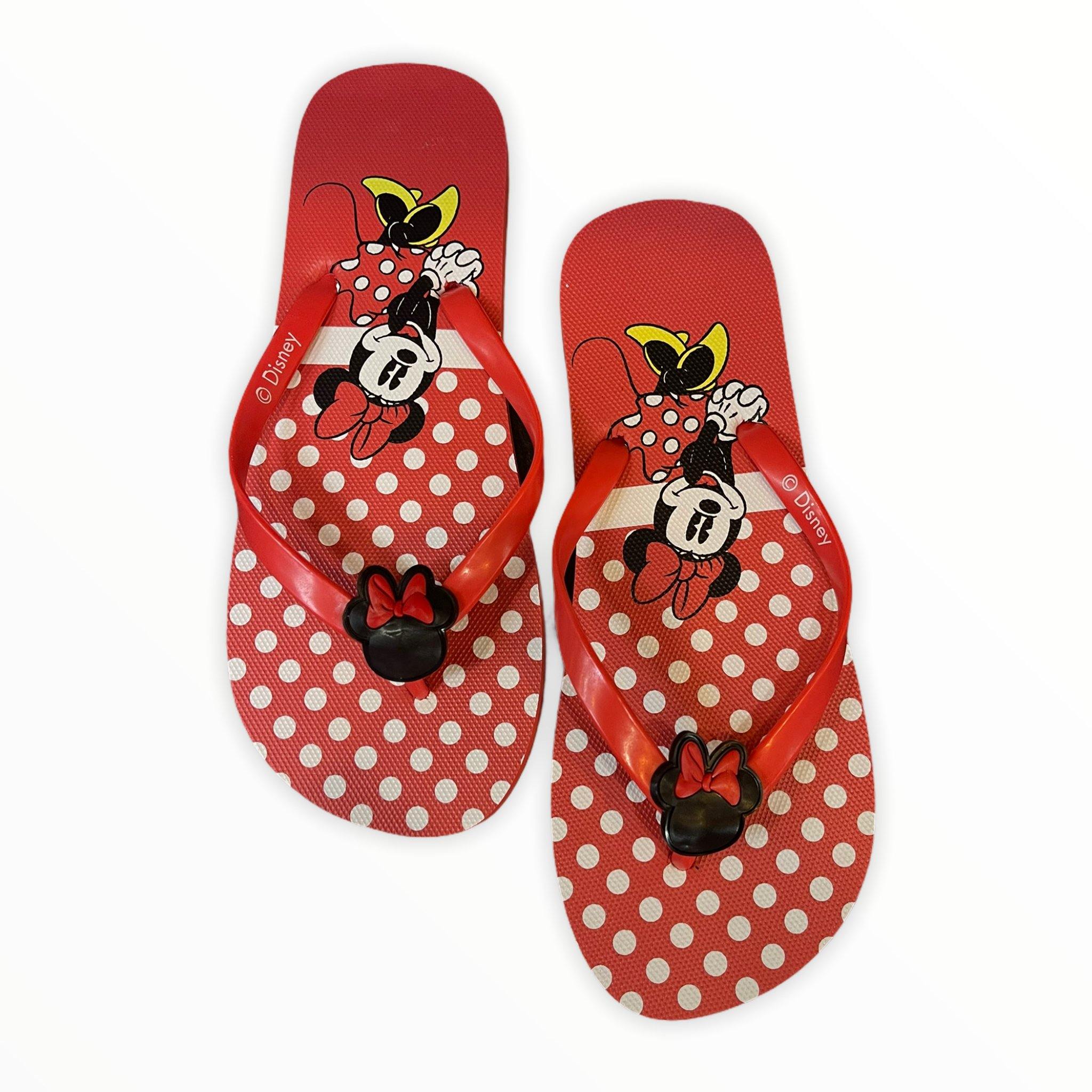 Disney Red Minnie Mouse Polka Dot Ladies Flip Flops