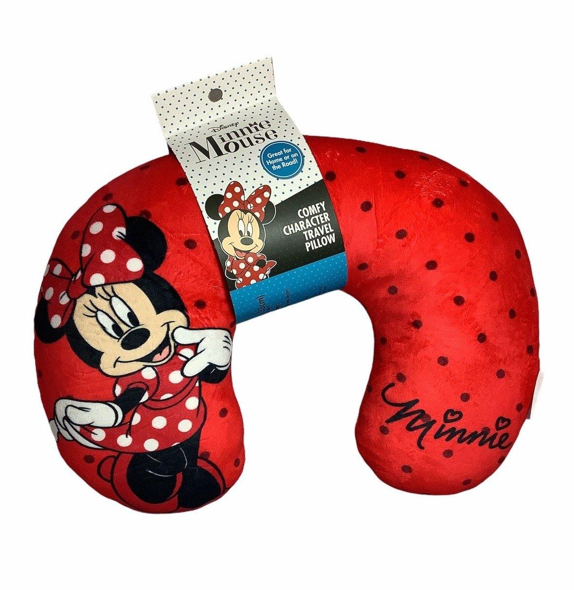 Disney Red Minnie Mouse Travel Pillow Black Polka Dots
